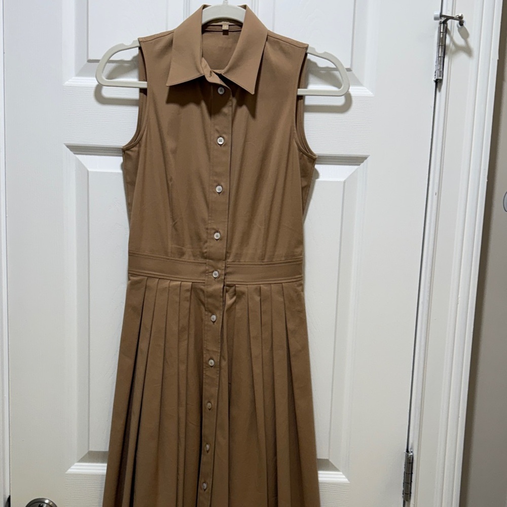 Michael Kors Tan Button-Down Midi Dress